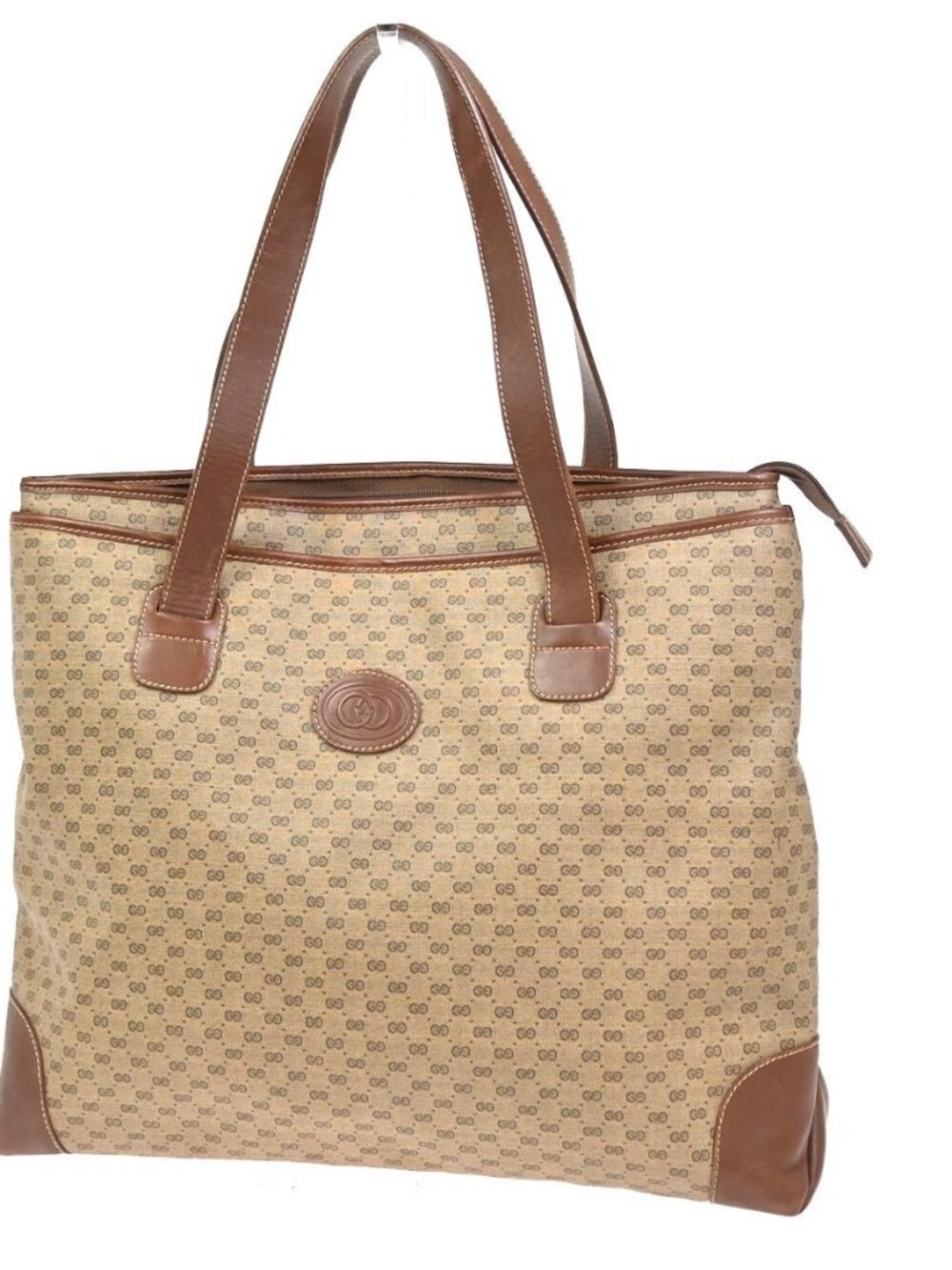 GUCCI Logo Micro GG Pattern Shoulder Tote Bag PVC Leather Brwn GHW Italy 05KC980 - Picture 1 of 16